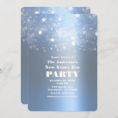 Winter Icy Blue Silver Sparkling Silvester Einladung (Vorne/Hinten)