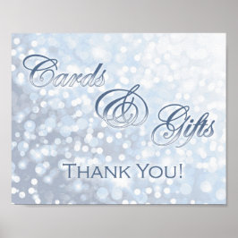 Winter Icy Blue Wedding Cards and Gifts Sign Poster