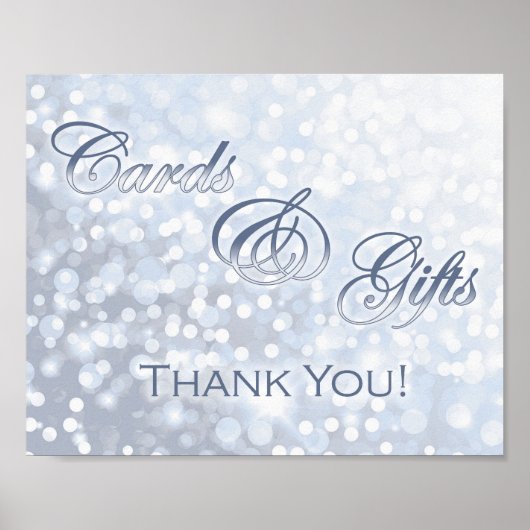 Winter Icy Blue Wedding Cards and Gifts Sign Poster (Vorne)