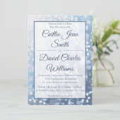 Winter Icy Blue Wedding Einladung (Stehend Vorderseite)