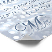 Winter Icy Blue Wedding Gästebuchunterschrift Poster (Ecke)