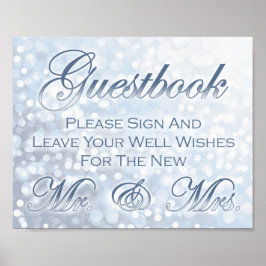 Winter Icy Blue Wedding Gästebuchunterschrift Poster