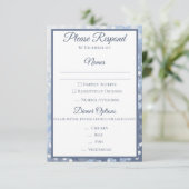 Winter Icy Blue Wedding RSVP Einladung (Stehend Vorderseite)