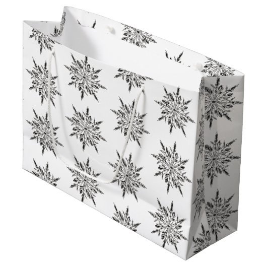 Winter Icy Snowflakes Große Geschenktüte (Vorderseite Schrägansicht)