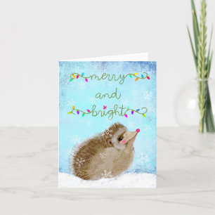 Winter Igel BLANK Grußkarte Dankeskarte