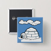 Winter IGLOO SNOW BLUE SKY WHITE CLOUDS CARTOON Button (Vorne & Hinten)