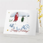 Winter-Illustration Fox und Kaninchen Weihnachten Karte (Gelbe Blume)