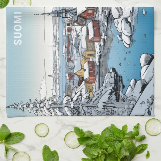 Winter Illustration für benutzerdefinierten Text F Geschirrtuch (Gefaltet)