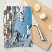 Winter Illustration für benutzerdefinierten Text F Geschirrtuch (Viertel Falte)