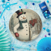 Winter Illustration - Schneemann und Weihnachtsges Pappteller (Party)