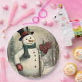 Winter Illustration - Schneemann und Weihnachtsges Pappteller (Party)