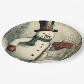 Winter Illustration - Schneemann und Weihnachtsges Pappteller (Schrägansicht)