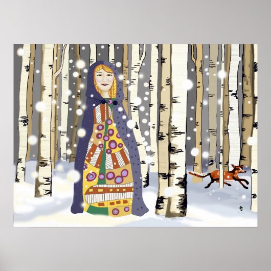 Winter im Birkenwald Poster (Vorne)