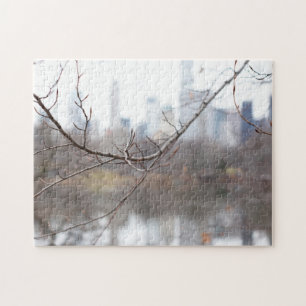 Winter im Central Park Lake New York City Skyline Puzzle
