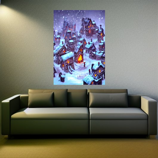 Winter im Dorf | AI Art Poster