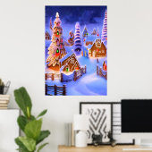 Winter im Dorf Gingerbread | AI Art Poster (Heimbüro)