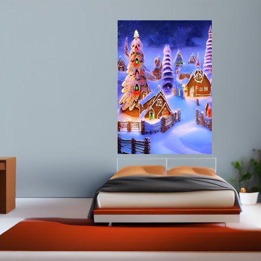 Winter im Dorf Gingerbread | AI Art Poster