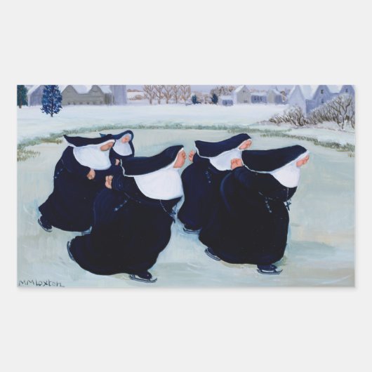 Winter im Kloster Rechteckiger Aufkleber (Vorderseite)