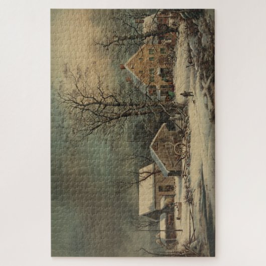 Winter im Land: ein kalter Morgen Puzzle (Vertikal)