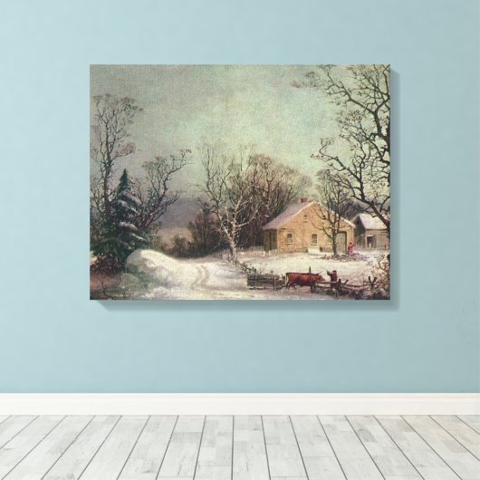Winter im Land, Leinwand Currier & Ives (Insitu (Holzboden))