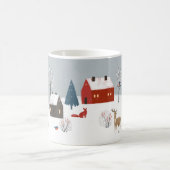 Winter im Land mit Tasse von Hirsch, Fox und Vögel (Mittel)