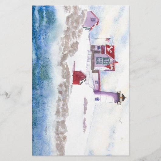 Winter im Nubble LIghthouse in Maine Briefpapier (Vorderseite)