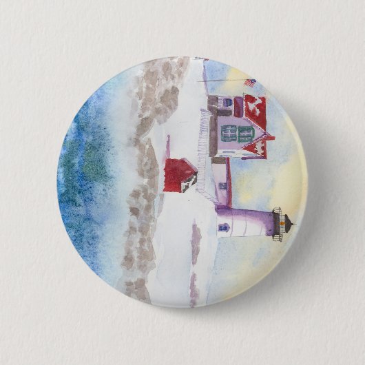 Winter im Nubble LIghthouse in Maine Button (Vorderseite)
