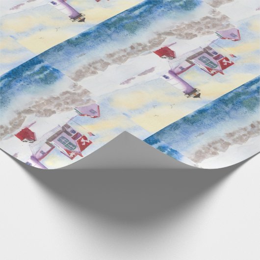 Winter im Nubble LIghthouse in Maine Geschenkpapier (Ecke)