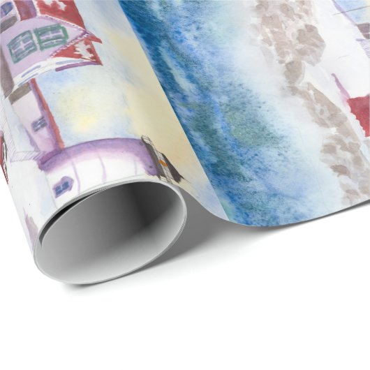 Winter im Nubble LIghthouse in Maine Geschenkpapier (Rolleneckpunkt)