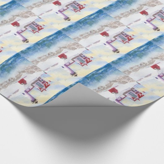 Winter im Nubble LIghthouse in Maine Geschenkpapier (Ecke)
