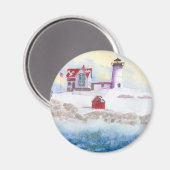 Winter im Nubble LIghthouse in Maine Magnet (Vorderseite/Rückseite)