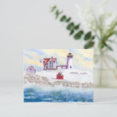 Winter im Nubble LIghthouse in Maine Post Card Postkarte (Stehend Vorderseite)