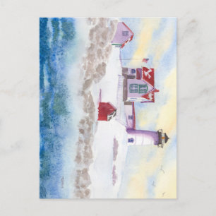 Winter im Nubble LIghthouse in Maine Postcard Postkarte