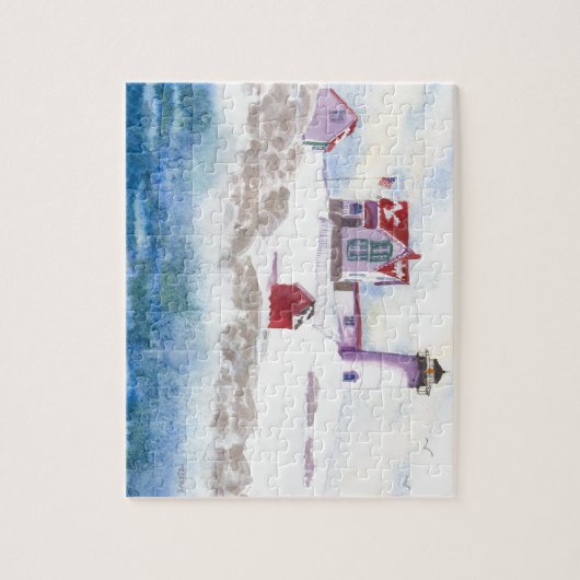 Winter im Nubble LIghthouse in Maine Puzzle (Vertikal)