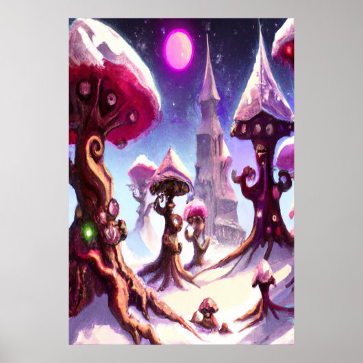 Winter im Pilzwald | AI Art Poster (Vorne)