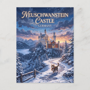 Winter im Schloss Neuschwanstein Deutschland Postkarte