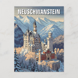 Winter im Schloss Neuschwanstein Deutschland Reise Postkarte