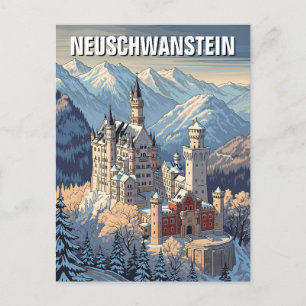Winter im Schloss Neuschwanstein Deutschland Reise Postkarte