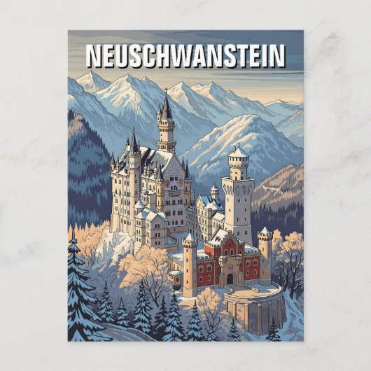 Winter im Schloss Neuschwanstein Deutschland Reise Postkarte (Vorderseite)