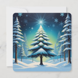 Winter im Wald mit Schnee und Shining Star Feiertagskarte