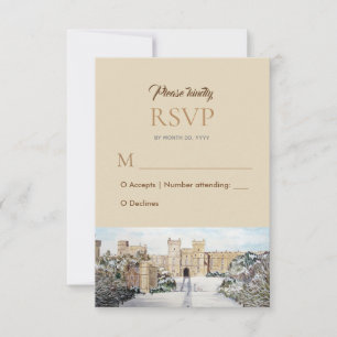 Winter im Windsor Castle Hochzeitsantwort RSVP Karte