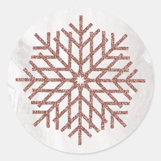 Winter Imitate Rose Gold Snowflakes Runder Aufkleber (Vorderseite)
