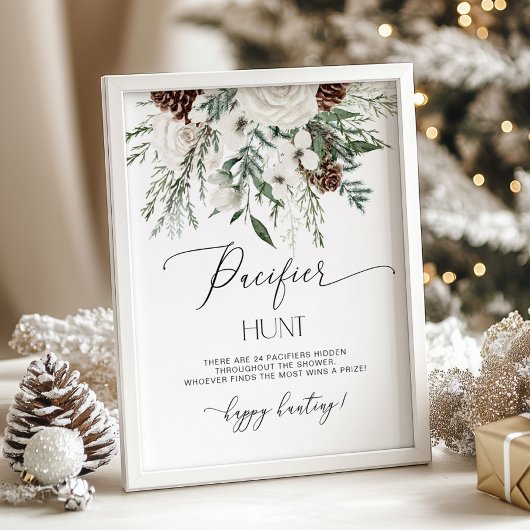 Winter immergreen Schnuller Jagen Baby-Duschgame Poster