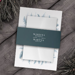 Winter immergrün aquamarin-blaue Paare Namen Einladungsbanderole
