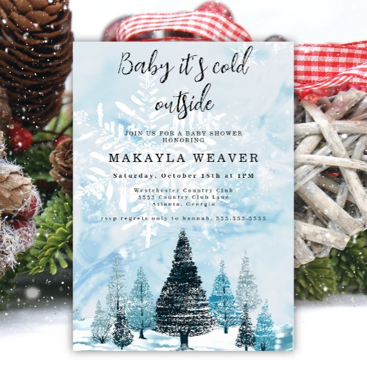 Winter immergrün Baby mit kalter Außendusche Einladung