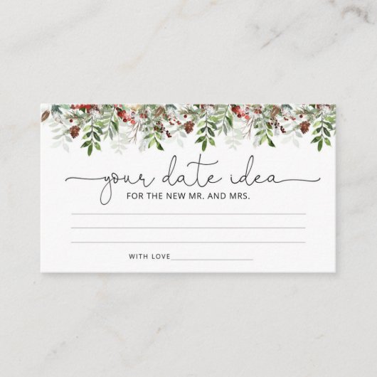 Winter immergrün Date Nacht Ideen. Datum jar Begleitkarte (Vorderseite)