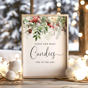 Winter immergrün Raten Sie, wie viele Bonbons Post Poster