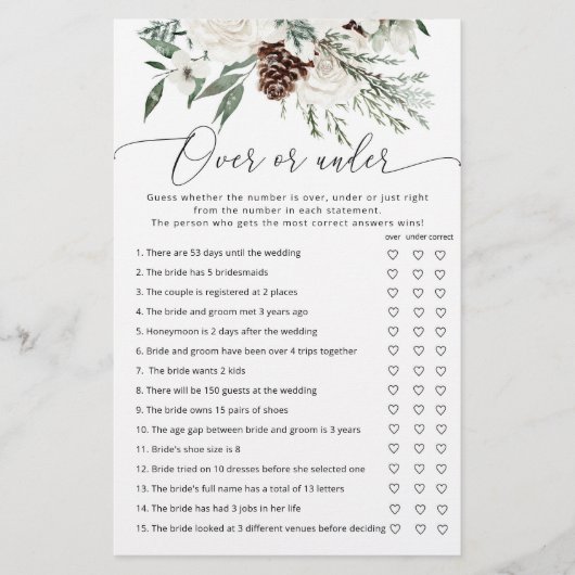 Winter immergrün über oder unter Brautparty (Vorderseite)