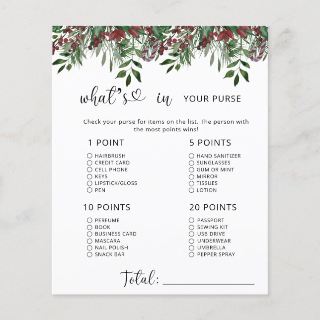 Winter immergrün, was in Ihrer Handtasche Babydusc (Vorderseite)