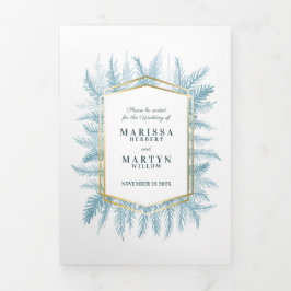 Winter immergrüne Fichte Foto Winterhochzeit Dreifach-gefaltete Programmkarte